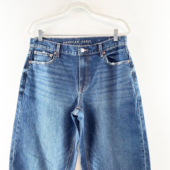 American Eagle Outfitters High Rise Stretch Denim Barrel Jeans Blue 8 Short - Picture 3 of 6